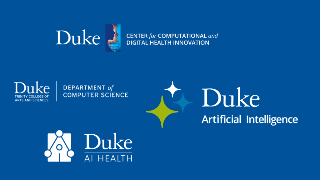 Image displays logos of different Duke University AI programs, centers, and initiatives.